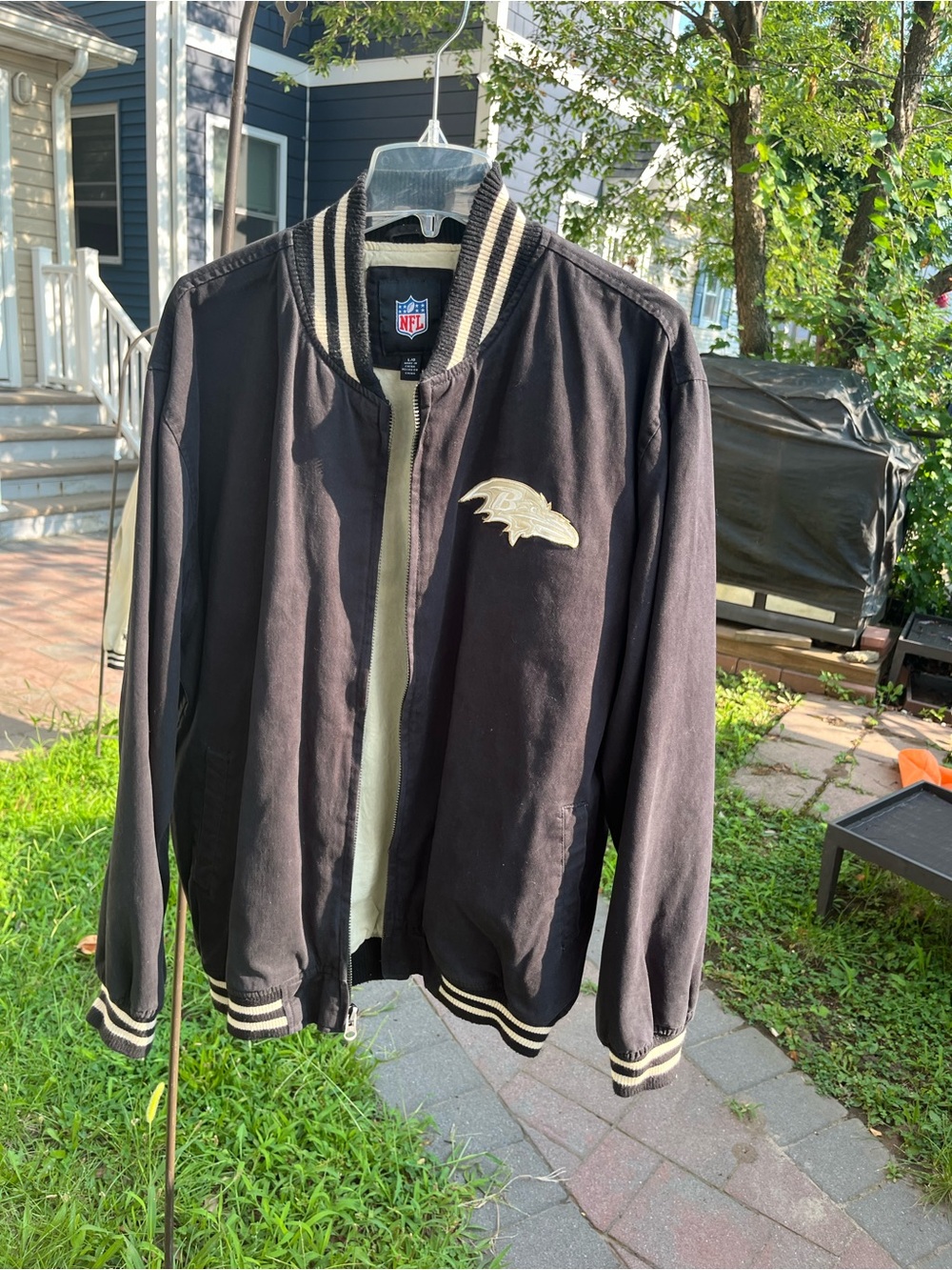 NFL Baltimore Ravens Black & Gold Satin Jacket size large